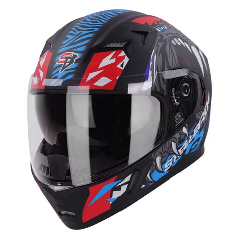 STEELBIRD AIR SBA-21 PANTHA MAT BLACK WITH RED/BLUE (WITH INNER SUN SH ...