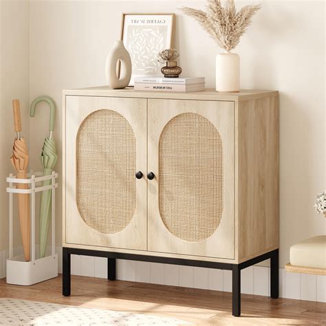 Rattan Storage Cabinet, Sideboard Buffet Cabinet, Accent Cabinet with 2 ...