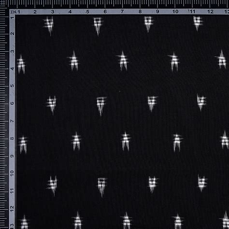 Buy Black Color Washed Woven Double Ikat Cotton Fabric 57617/1 | FFAB