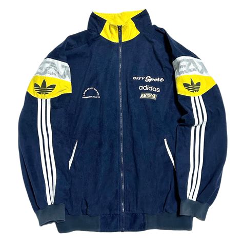 90s ユーロ TEAM adidas チーム アディダス ベロア トラックジャケット ネイビー 【XL】 ジャージ | BACK IN ...