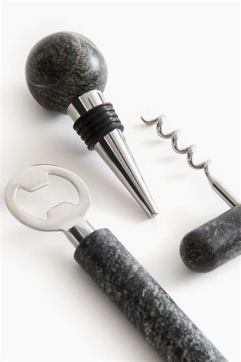 3-piece marble bottle opener set - Green/Grey marbled - Home All | H&M IN