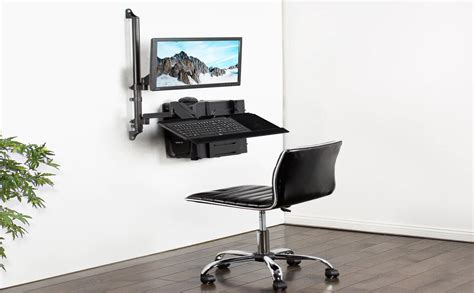 JIN OFFICE Gas Spring Sit Stand Wall Mounted Computer Workstation ...
