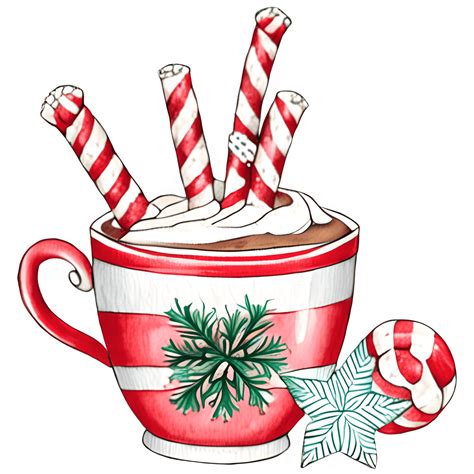Peppermint Hot Cocoa Clipart · Creative Fabrica