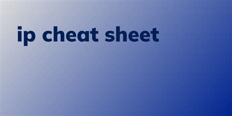 Image result for Using the Cheat Sheet for IP Classes