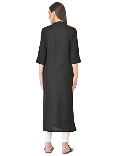 Buy Pistaa's Women's Cotton Straight Kurta (KWT2PBLK36XS_Black_X-Small ...