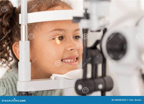 Vision, Test and Girl for Eye Exam in the Opthalmologist Office with ...