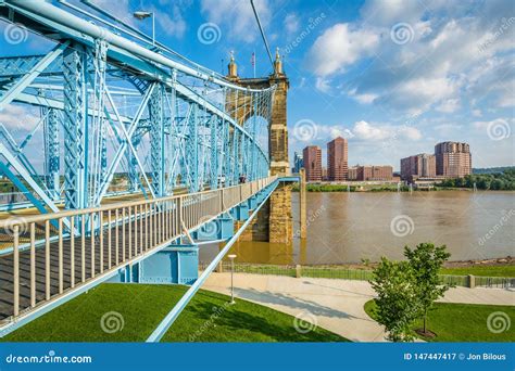 The John a. Roebling Suspension Bridge, Seen from Smale Riverfront Park ...