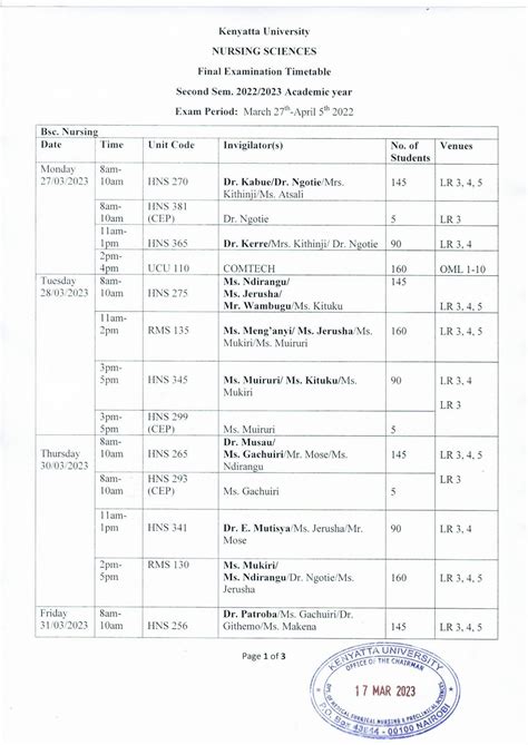 SOLUTION: Revised final examination timetable - Studypool