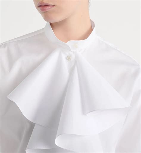 Blouse with Ruffled Neckline White Cotton Poplin | DIOR