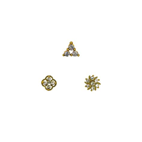 Comet Busters Handcrafted Gold Finish Nose Studs Stick Ons Self Adhesi