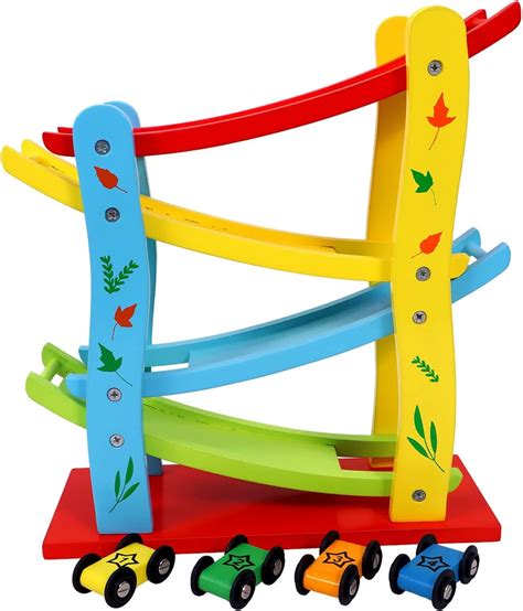 Buy Toyshine Wooden Car Ramps Race - 4 Level Toy Car Ramp Race Track ...