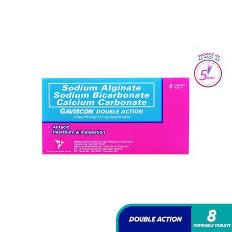GAVISCON DOUBLE ACTION 1 Chewable Tablet - Sodium Alginate / Sodium ...
