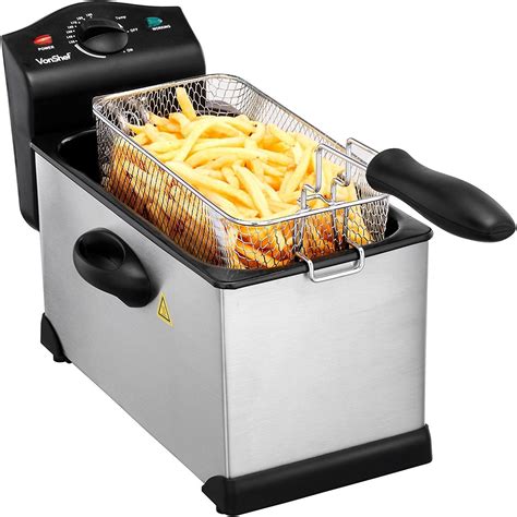 VonShef Deep Fat Fryer - Stainless Steel 3L Chip Fryer Electric - Easy ...
