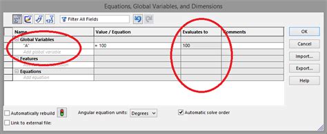 Image result for SolidWorks Equation Syntax