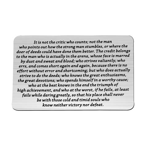 Buy LQRI Theodore Roosevelt Man in The Arena Quote Wallet Insert Card ...
