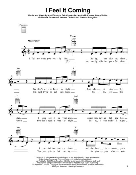 The Weeknd feat. Daft Punk "I Feel It Coming" Sheet Music PDF Notes ...