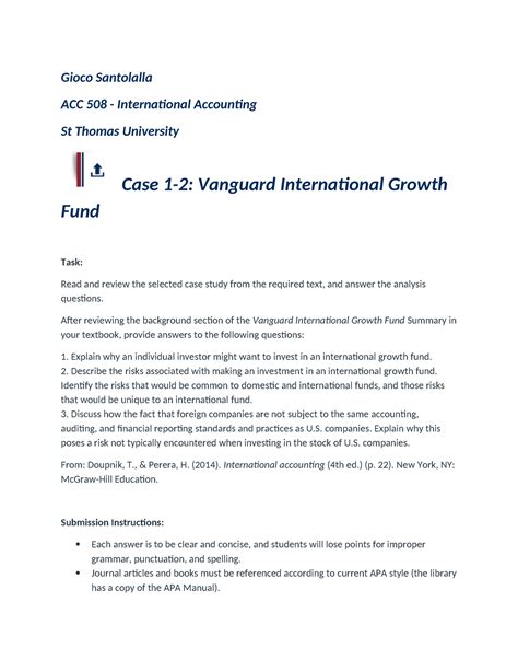 Case 1-2 Vanguard International Growth Fund - Gioco Santolalla ACC 508 ...