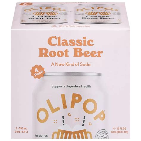 Olipop Prebiotic Soda 4 pk Cans - Classic Root Beer - Shop Soda at H-E-B