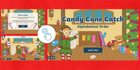 Candy Cane Catch: Alphabetical Order Game