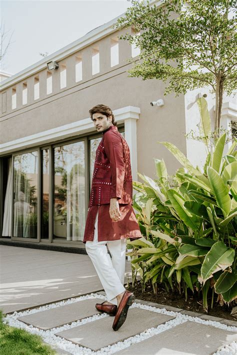 Onion Mirror Work Kurta Set with Jacket – Al Ustaad