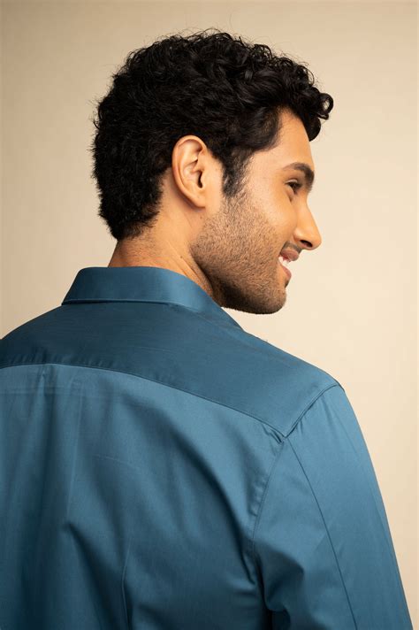 Cyan Stretch Satin Shirt – Kaapus