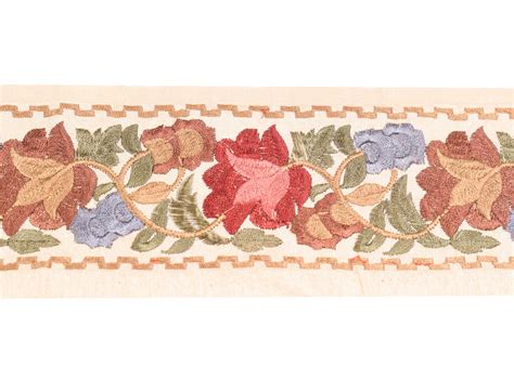 Sushila Vintage Beige Saree Border Indian Craft Sewing Trim Embroidere