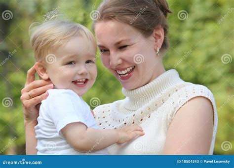 Mother Hold Baby on Hands Outdoor in Summer Stock Image - Image of face ...