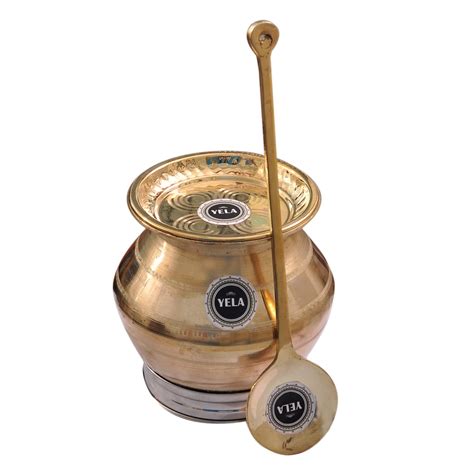 Buy Yela Bronze Pot with Plain Lid, Ladle | 1500 ML | Vengala Panai ...