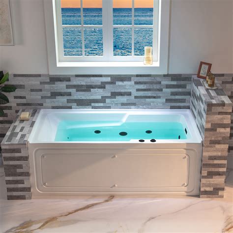 ᐅ【WOODBRIDGE 60" Alcove Acrylic Rectangular Whirlpool Heated Jetted Tub ...