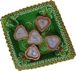 beautric decorative diya tray with 5 diya candles for diwali,ganpati ...