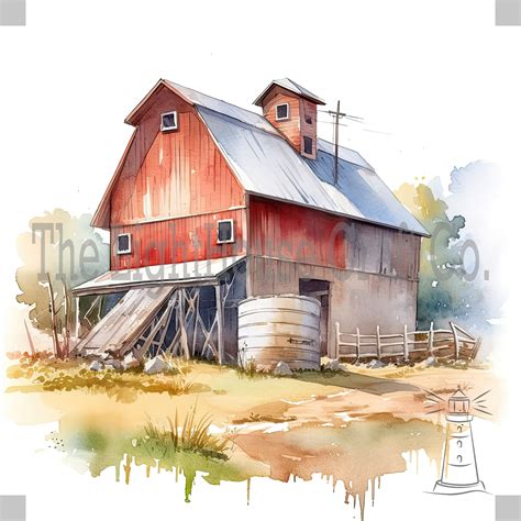 Farm Barns Clip Art 12 High Quality Jpgs Digital Planner - Etsy