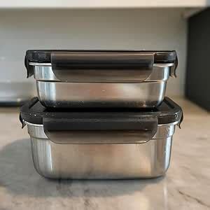 Buy Comfy Homes Stainless Steel Containers, Set of 2 | Lunch & Storage ...