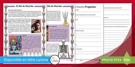 Lectura del Día de Muertos- Guía de trabajo (teacher made)