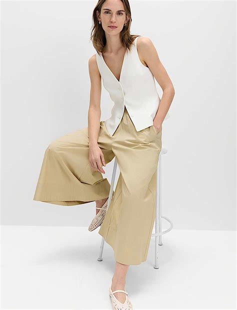 Buy Pure Cotton Cropped Palazzo Trousers at Marks & Spencer
