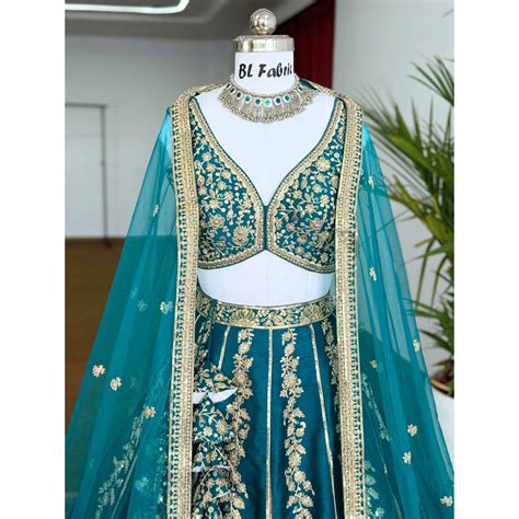 Firozi color Designer Sequence Embroidery work Lehenga choli for Weddi ...