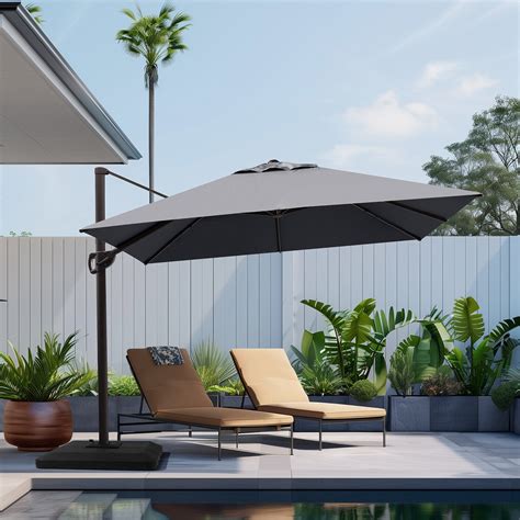 PURPLE LEAF 10 ft Square 360 Degree Rotation Patio Cantilever Umbrella ...