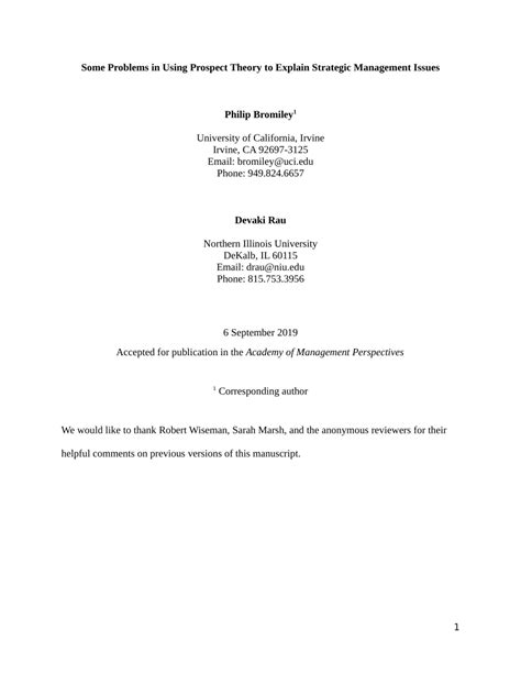 Some Problems in Using Prospect Theory to Explain Strategic Management Issues 的图像结果