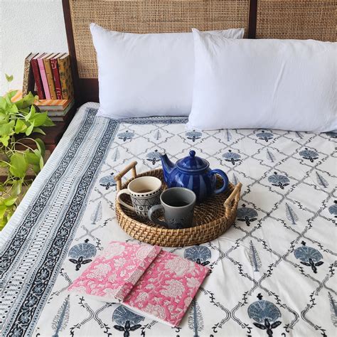RATIKA - Cotton Hand Block Printed Jaipuri Bedsheet No Pillow Covers ...