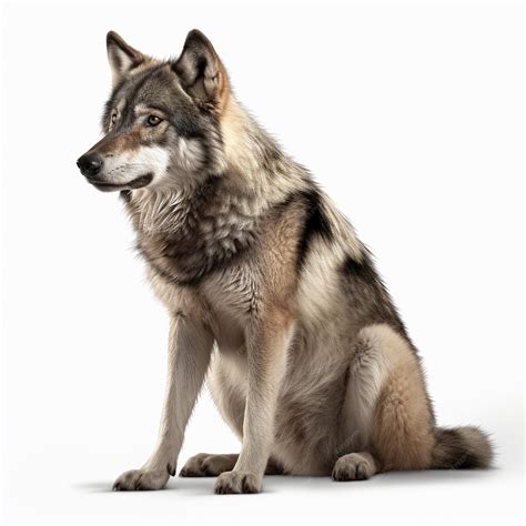 Premium Photo | A wolf sitting in front of a white background