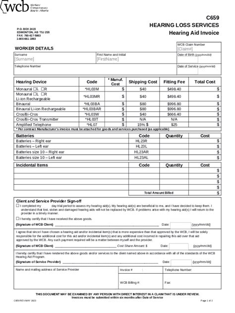 The WCB and My Hearing Loss Claim Doc Template | pdfFiller