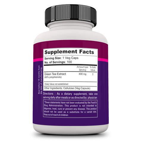 Zenith Nutrition Green Tea Extract 400mg -100 Veg caps