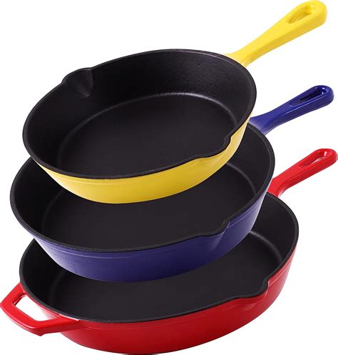 Amazon.com: Klee Enameled Cast Iron Skillet, Set of 3 (8-inch, 10-inch ...