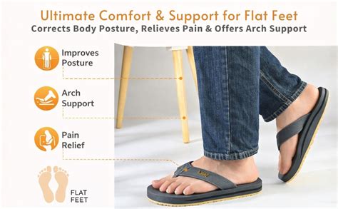 Buy leaf Flip Flops for Flat Feet & Knee Pain Relief – Unisex, Black ...