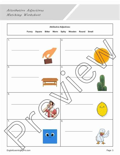 Image result for Attributive Adjectives Worksheet