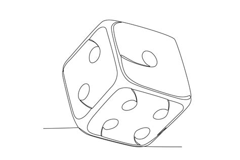 Vector one continuous line drawing of dice, isolated dice vector sketch ...