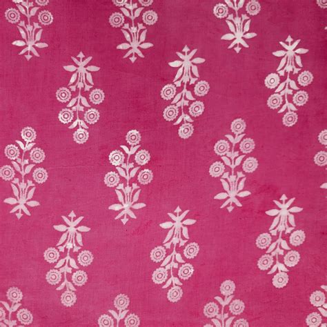 ( Pre-Cut 0.80 Meter ) Pure Cotton Dabu Pink With Cream Big Motifs Han ...
