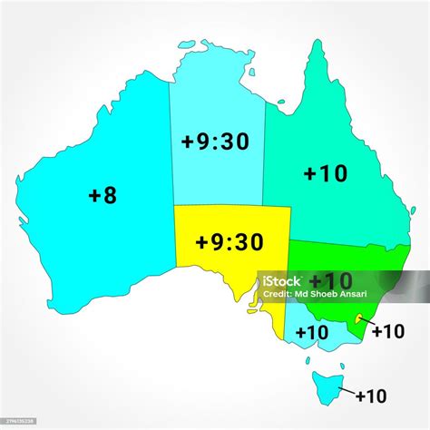 Australia Time Zone Map Australian Standard Time Zones Stock ...
