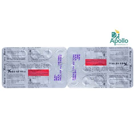 Yees 40 Tablet | Uses, Side Effects, Price | Apollo Pharmacy