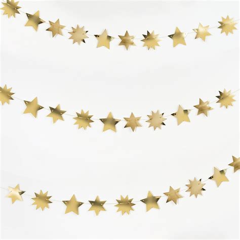 2.5 METER Long METALLIC GOLD Star Garland Ideal for a Christmas to Hang ...