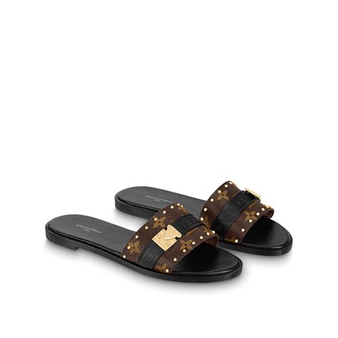 Dép Louis Vuitton Lock It Flat Mules 'Black' 1AAC3S